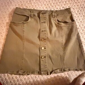 Copper Key Olive Button-Front Mini Skirt